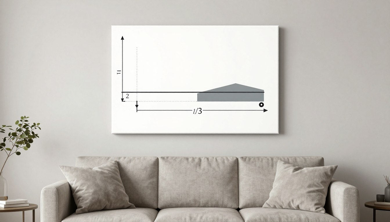 Kangasprintin koon valitseminen olohuoneeseen sohvan yläpuolelle