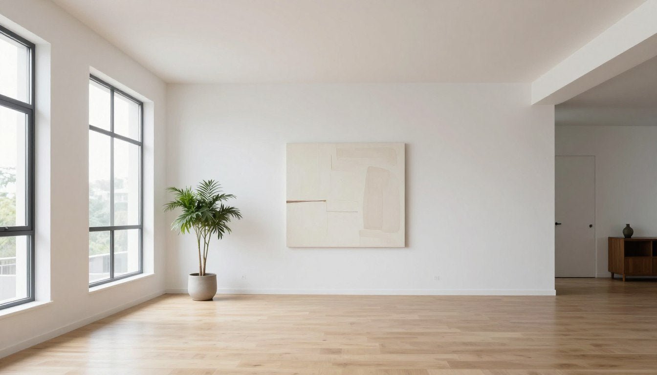 minimalist interior design living room with clean lines and natural light