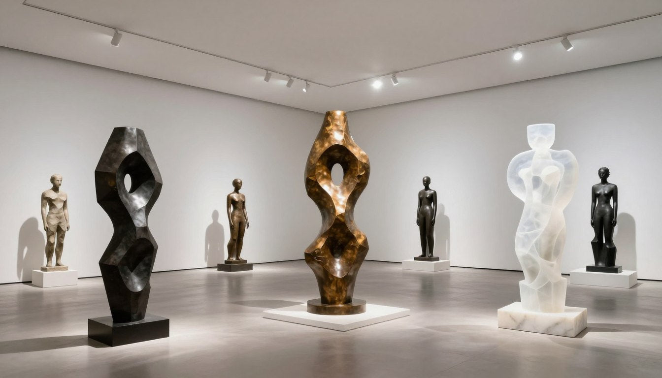 Contemporary modern sculpture art installation in gallery space
