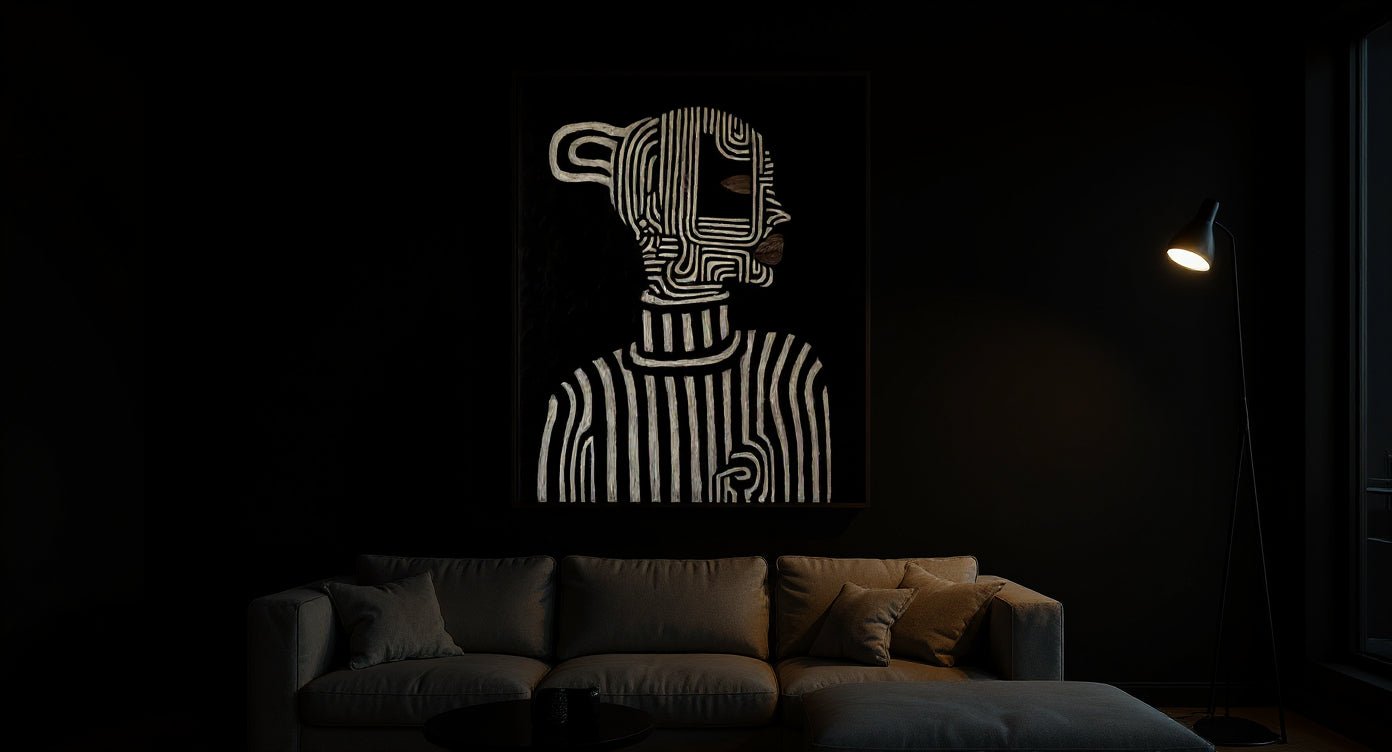 Society6 vs Redbubble canvas print comparison styled in a modern living room by Rossetti Art