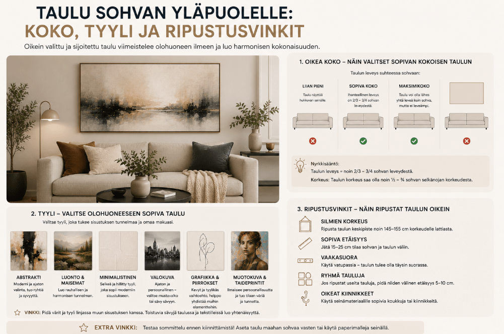 Taulu sohvan yläpuolelle