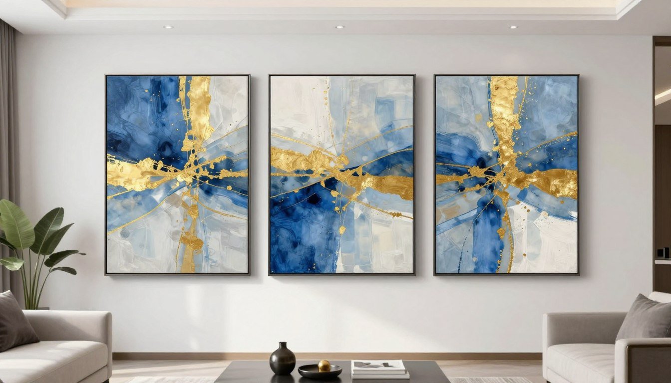 unframed canvas wall art displayed in modern living room setting
