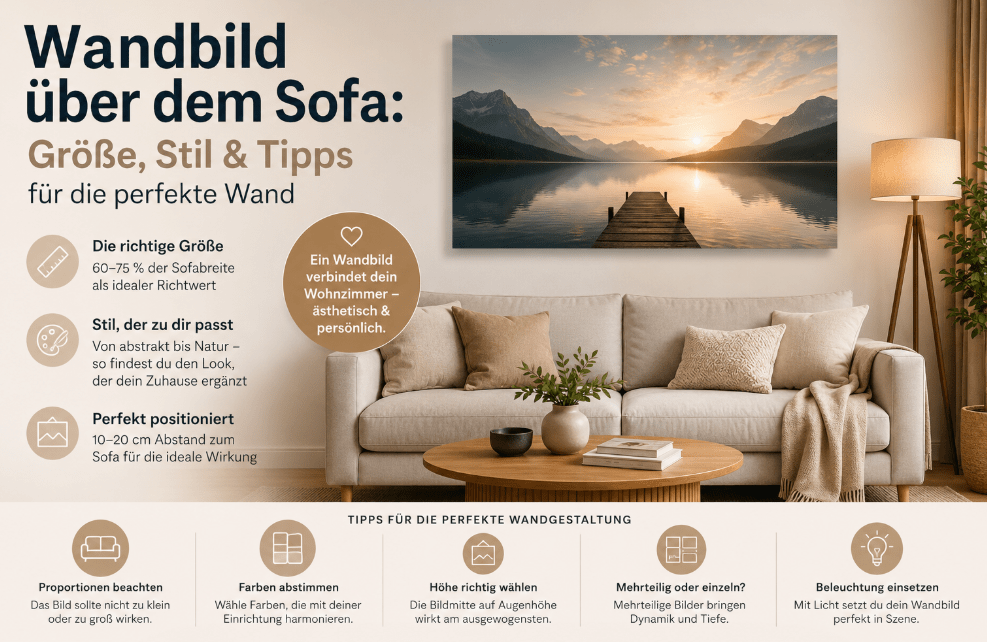 Wandbild über dem Sofa