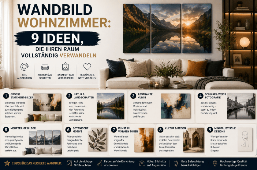Wandbild Wohnzimmer: 9 Ideen, die Ihren Raum Vollständig Verwandeln