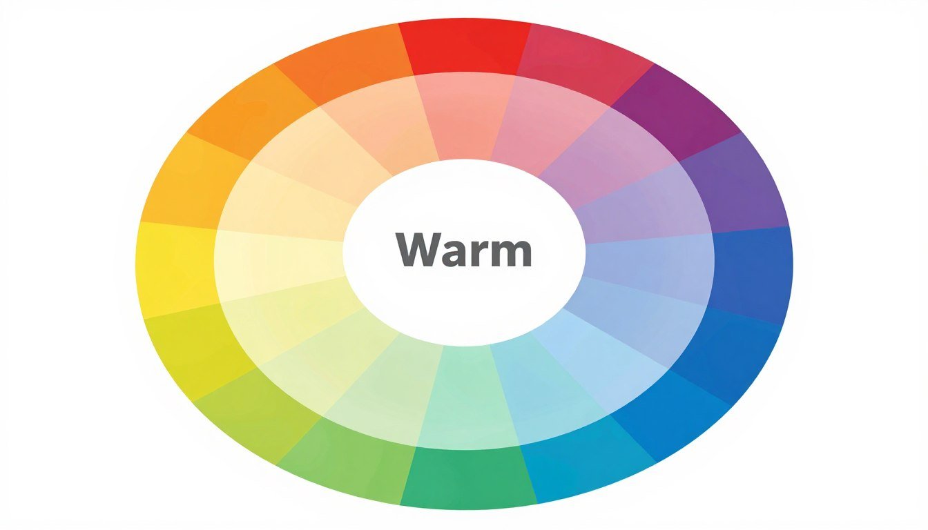 Color wheel showing warm tones (reds, oranges, yellows) versus cool tones (blues, greens, purples)