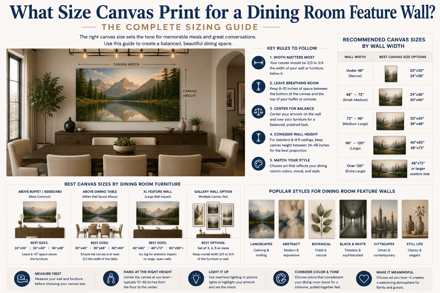 What Size Canvas Print for a Dining Room Feature Wall? - Rossetti Art