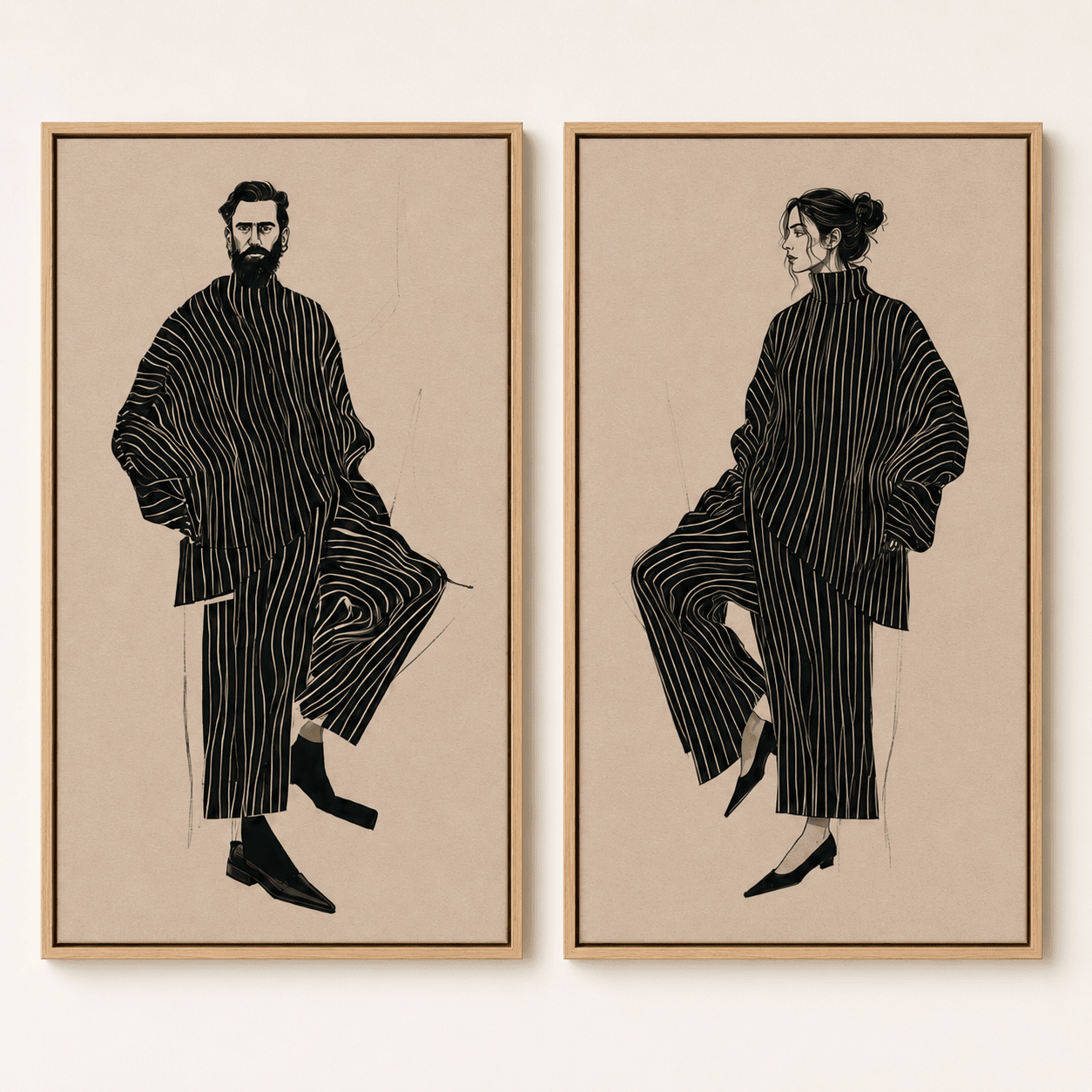Atelier Duo Fashion Illustration Wall Art – Set of 2 Canvas Prints by Rossetti Art