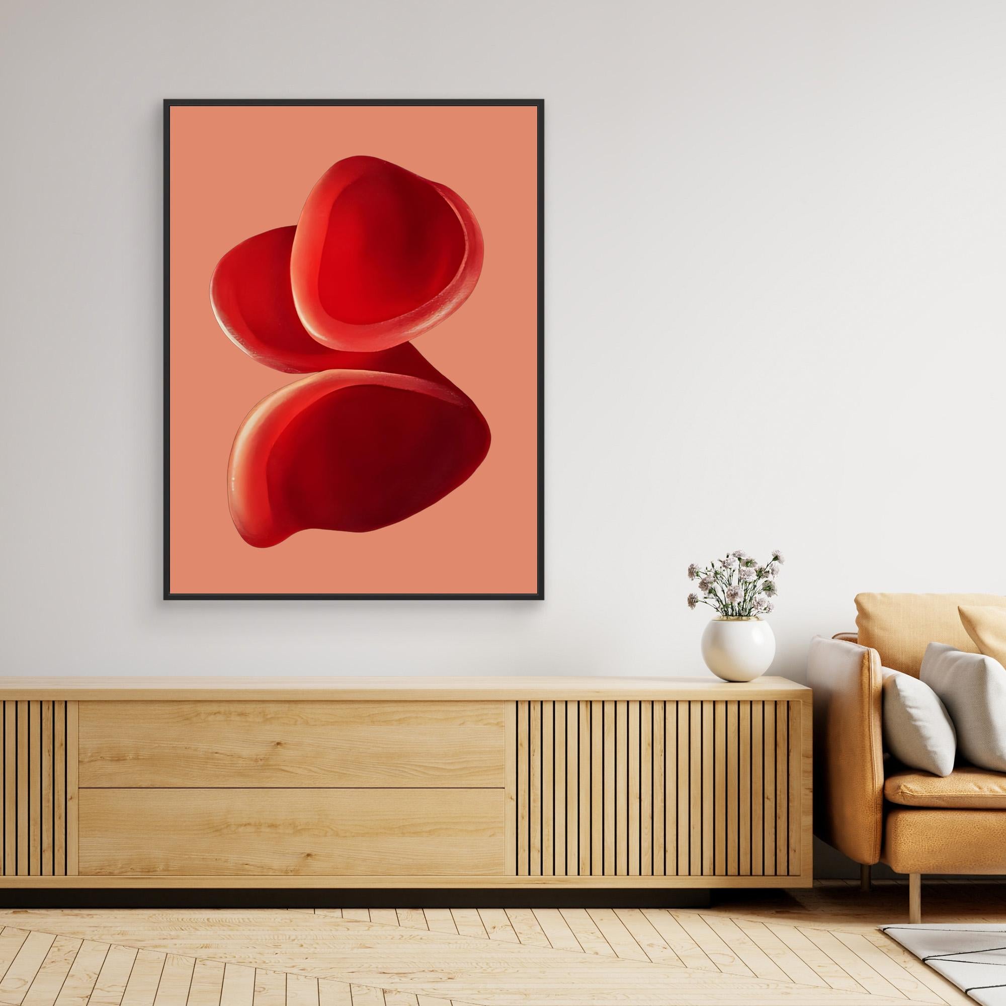 Canvas Print: "Crimson Petal Flow" - Abstract Floral Art