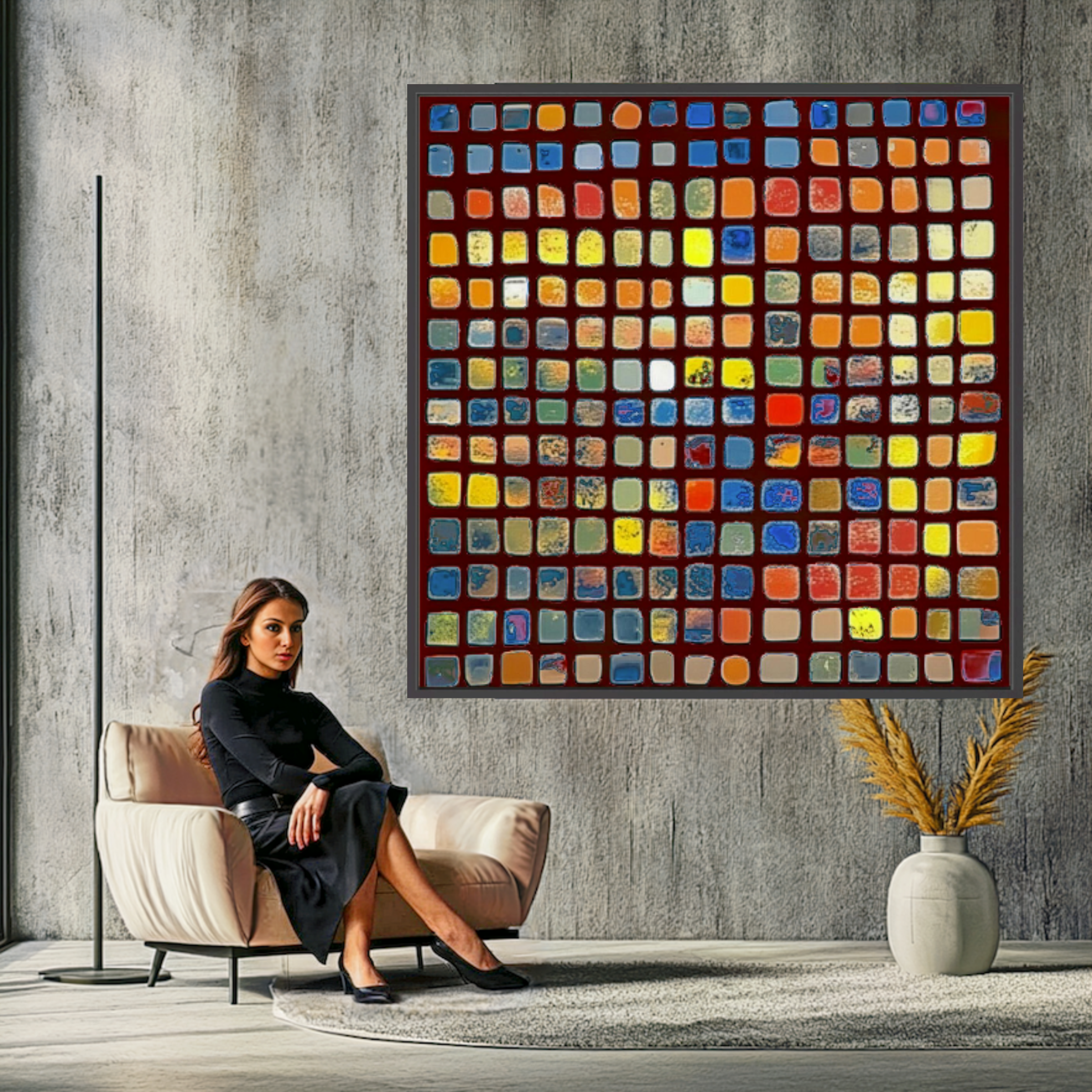 Canvas Print : Color Mosaic - Abstract Multicolor Grid Art-Chiara Rossetti