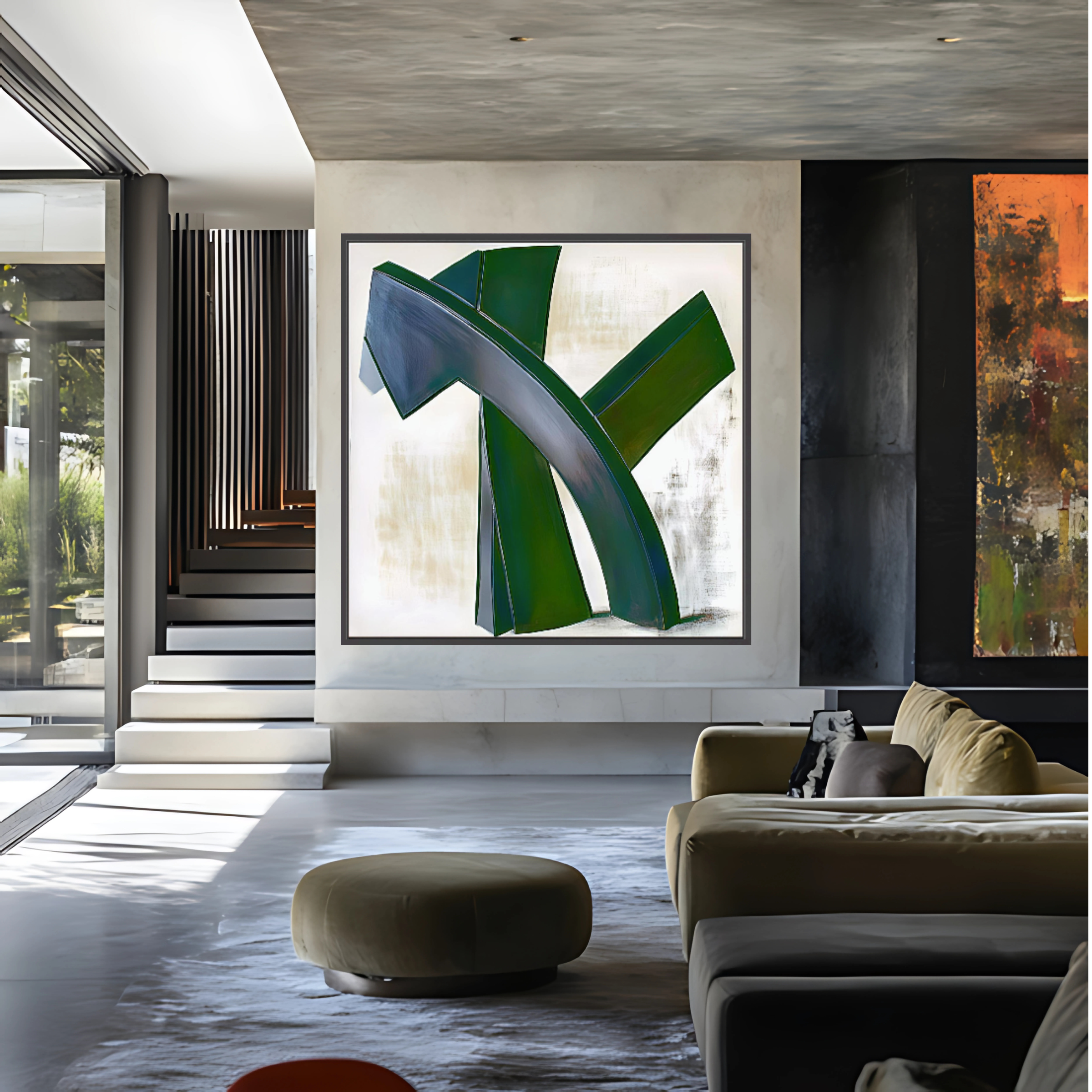 Canvas Print: Emerald Motion - Abstract Modern Wall Art