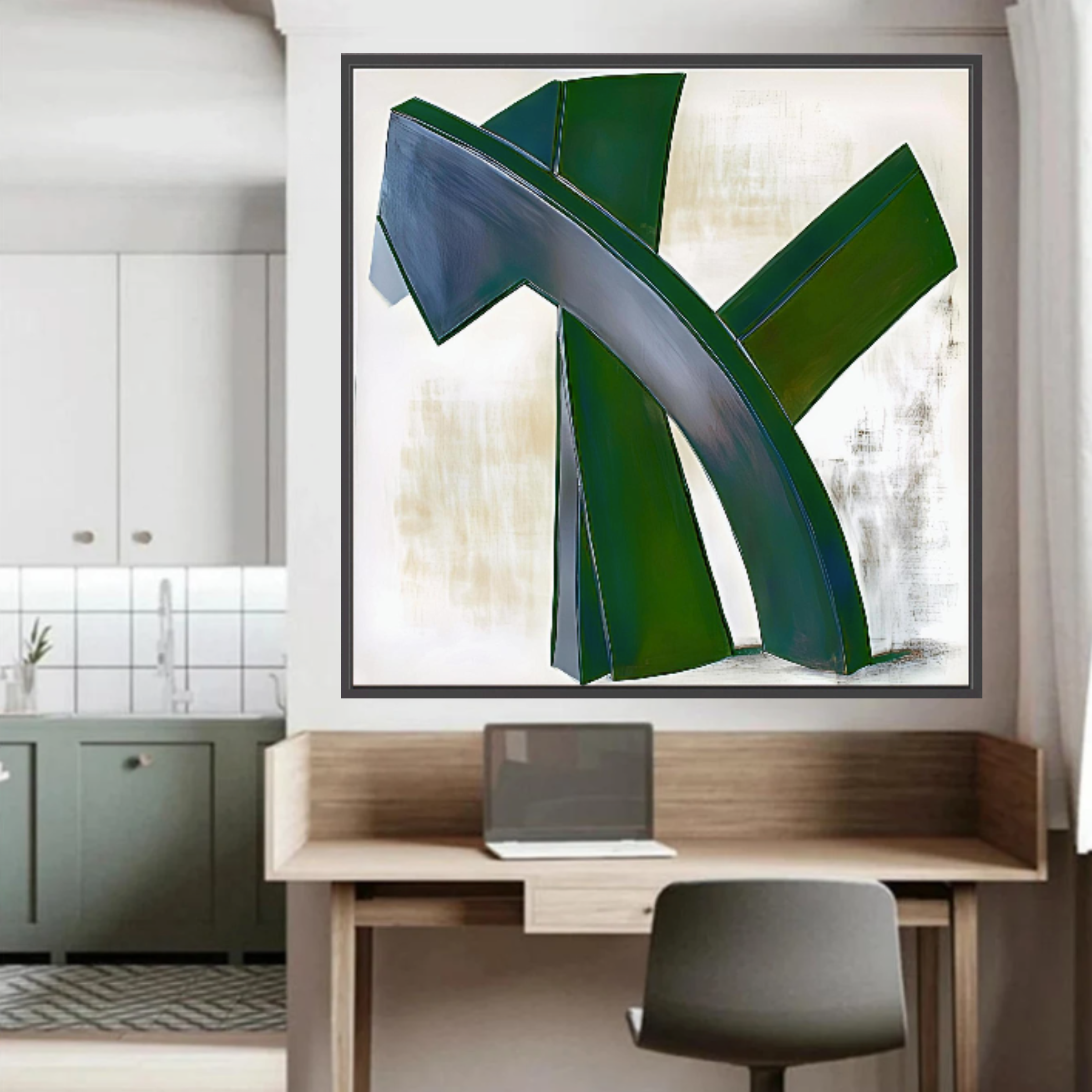 Canvas Print: Emerald Motion - Abstract Modern Wall Art