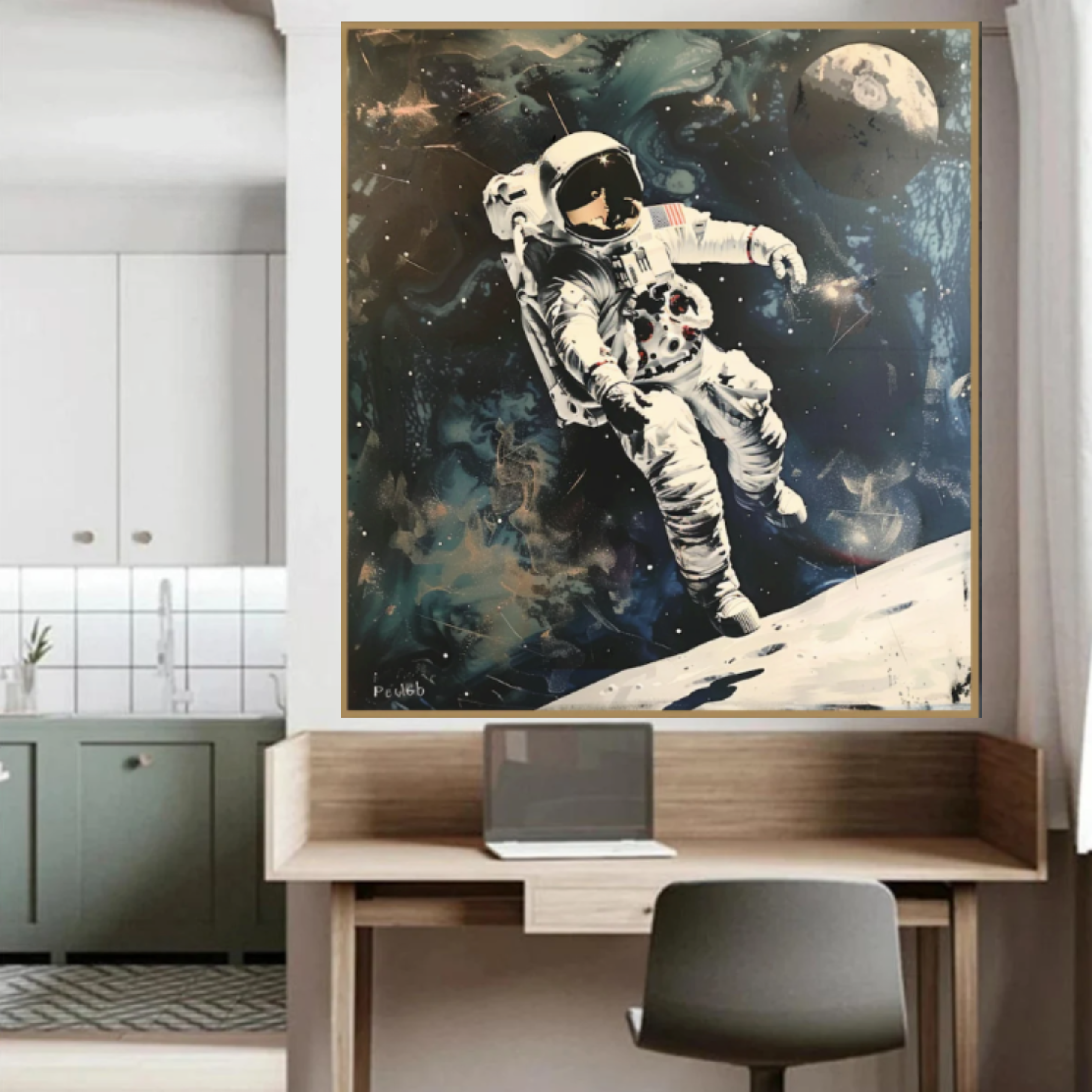 Original Painting : Cosmic Explorer - Astronaut Space Art