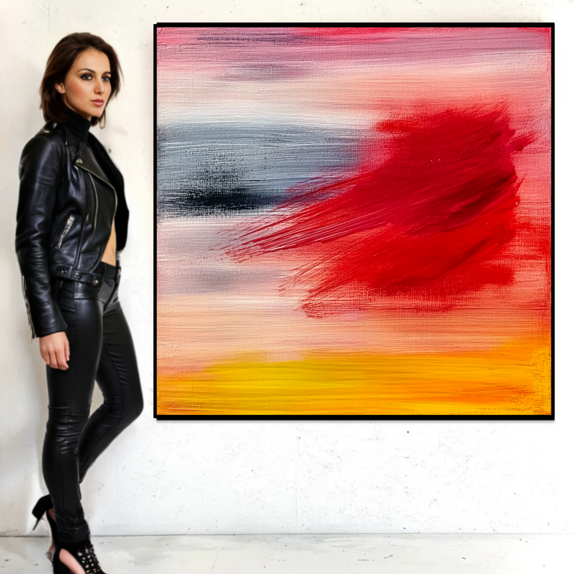 Canvas Print : Radiant Sunset Horizon - Abstract Acrylic Canvas Wall Art-Chiara Rossetti