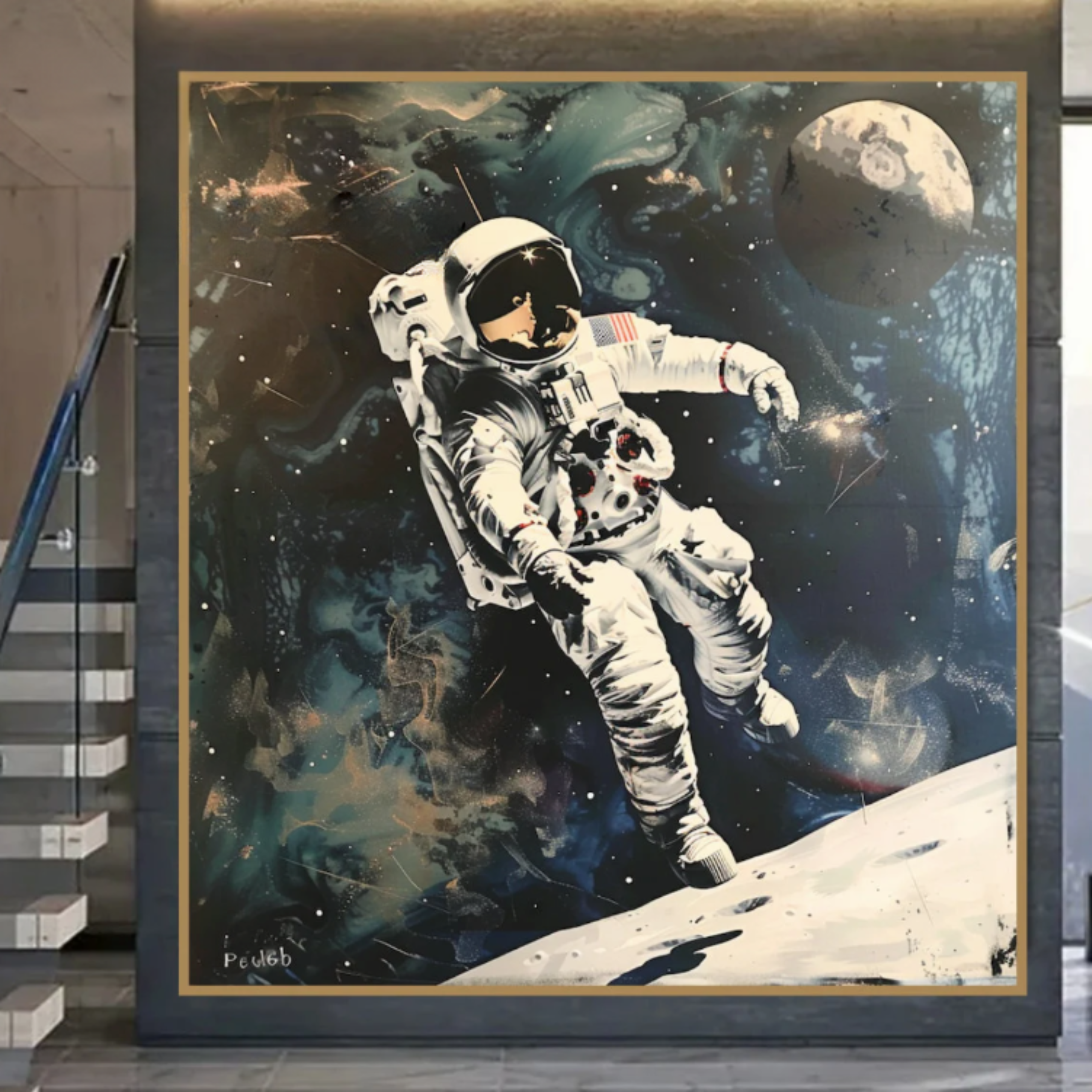 Original Painting : Cosmic Explorer - Astronaut Space Art