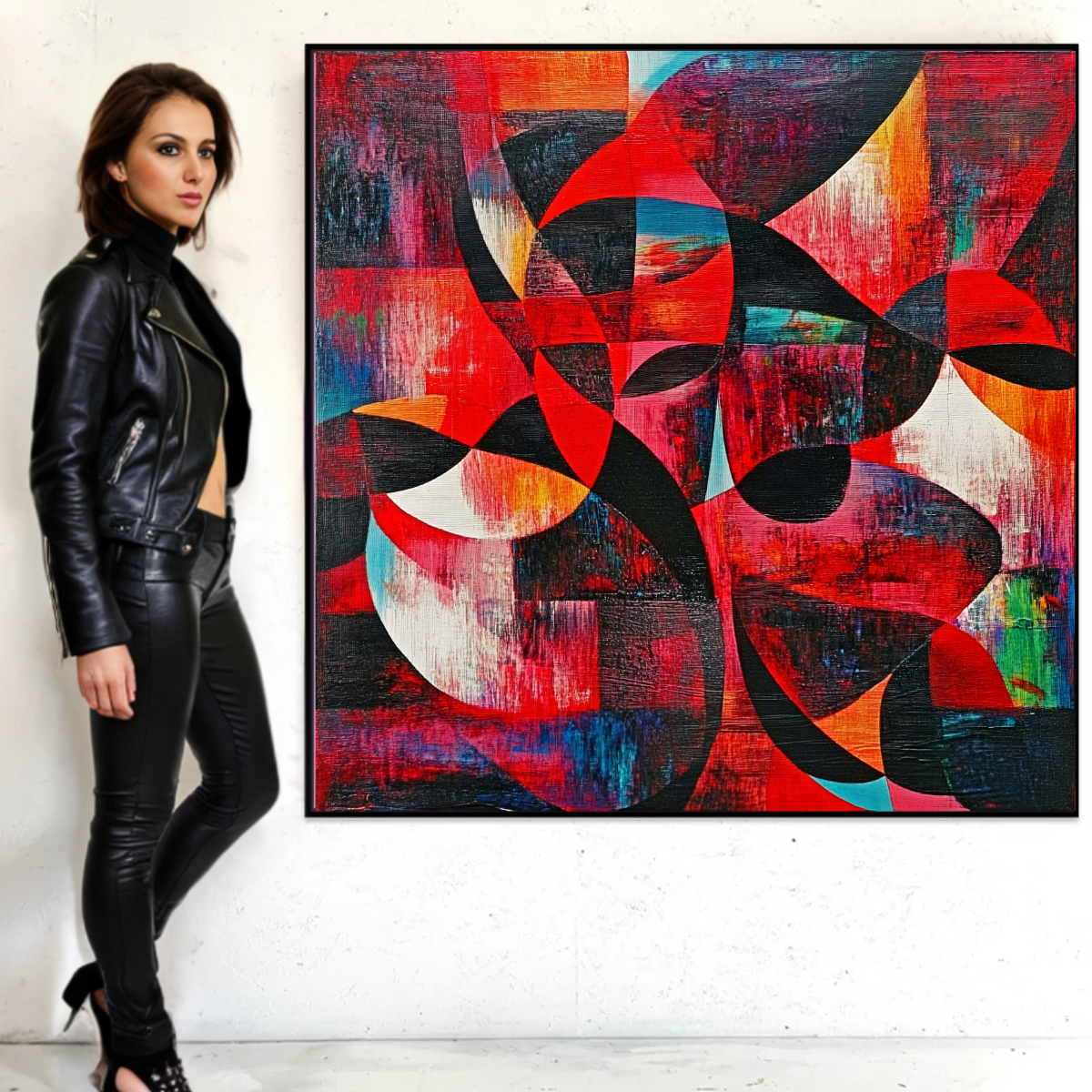 Canvas Print : Rhythms in Red | Abstract Geometric Wall Art | Modern Canvas-Chiara Rossetti