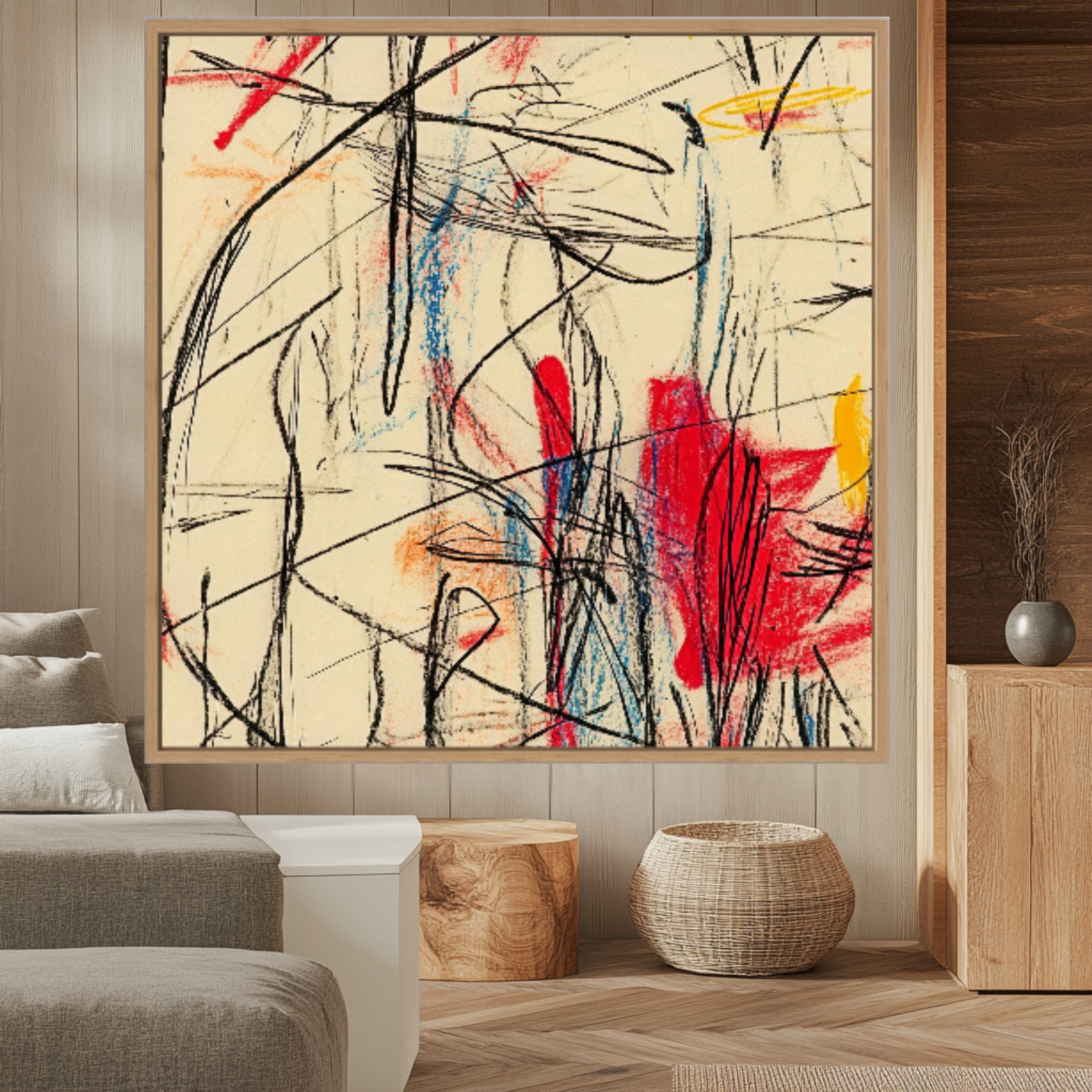 Canvas Print: Chaotic Harmony - Abstract Expressionist Line Art