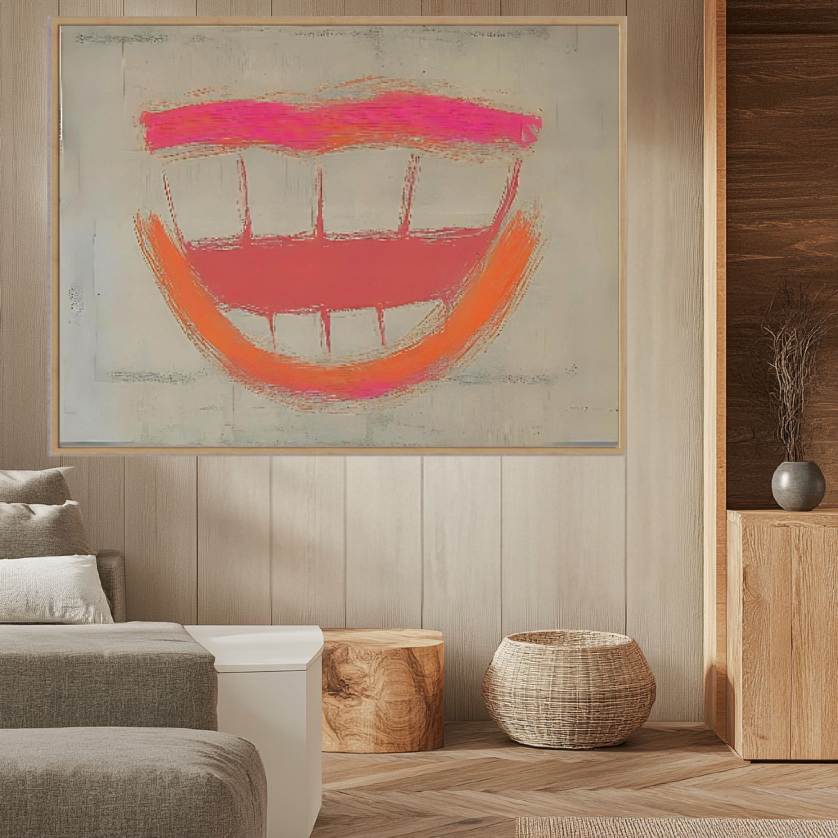 Canvas Print: Neon Grin - Abstract Pop Art Wall Art