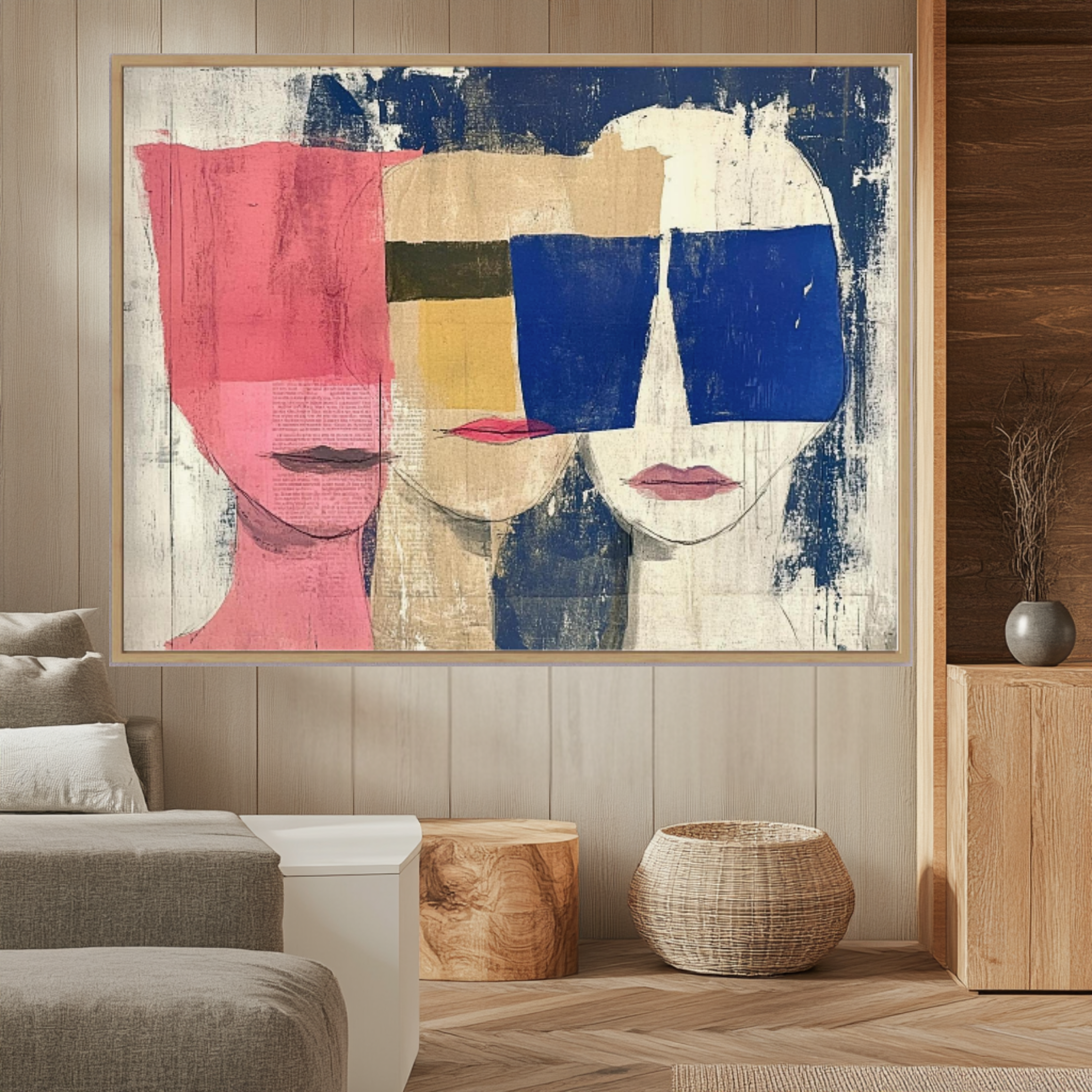 Canvas Print: Abstract Contemporary Faces – Contemporary Mixed Media Art