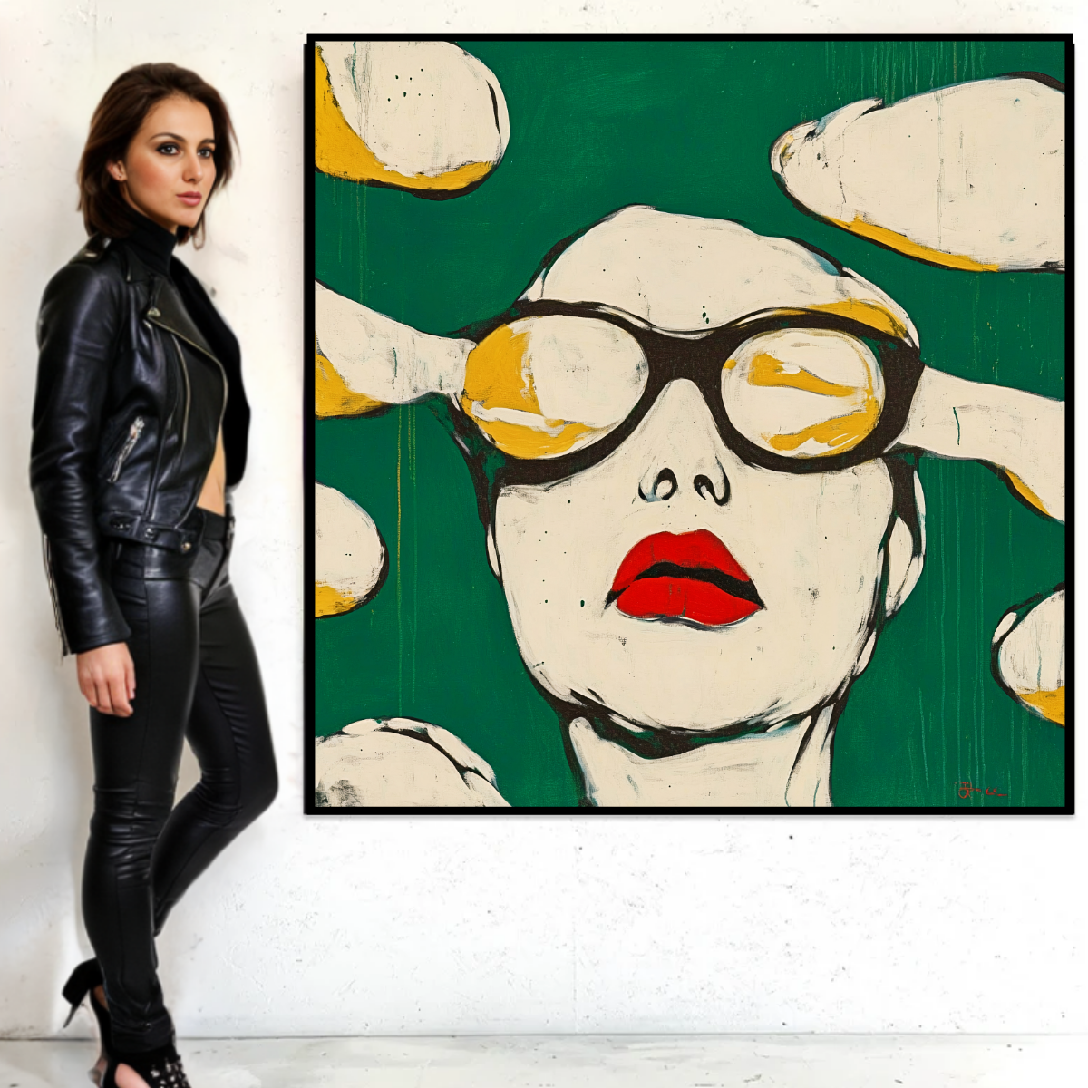 Canvas Print : Visionary Chic – Bold Modern Abstract Portrait Art-Chiara Rossetti