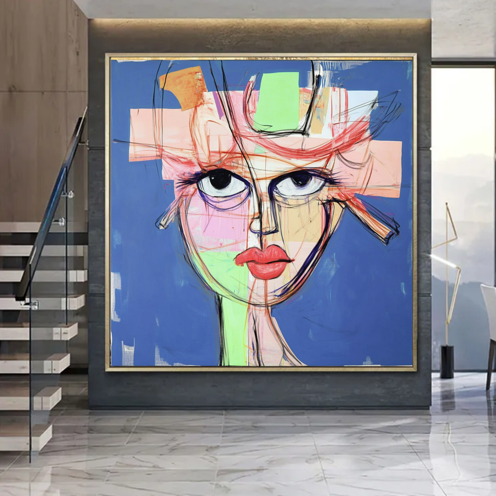 Original Painting : Bold Abstract Portrait: Handmade Colorful Contemporary Artwork - Chiara Rossetti