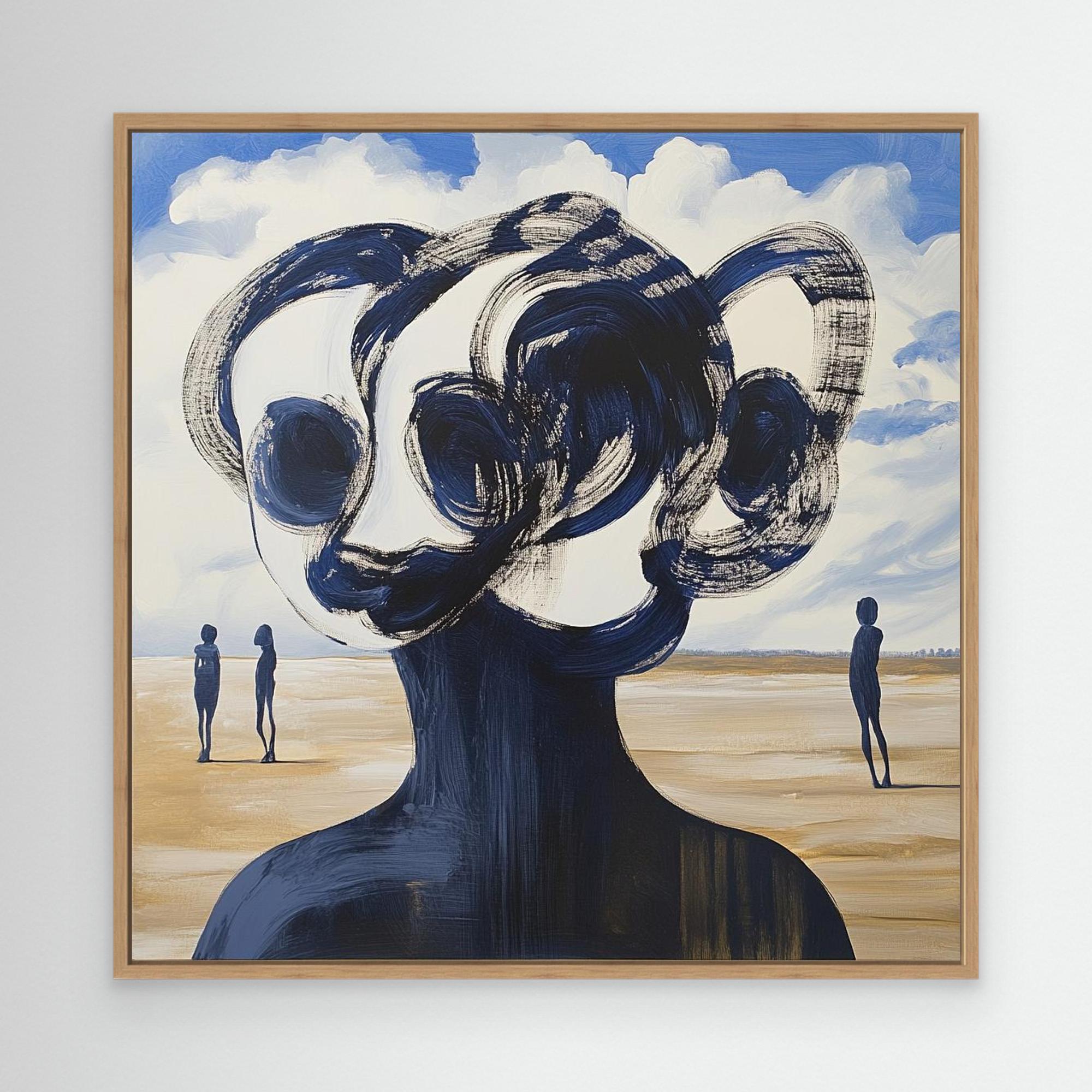 "Whispers of the Dunes" - Surreal Abstract Print Art | Blue and White Minimalist Portrait | Modern Wall Decor for Contemporary Spaces | Unique Artistic Print