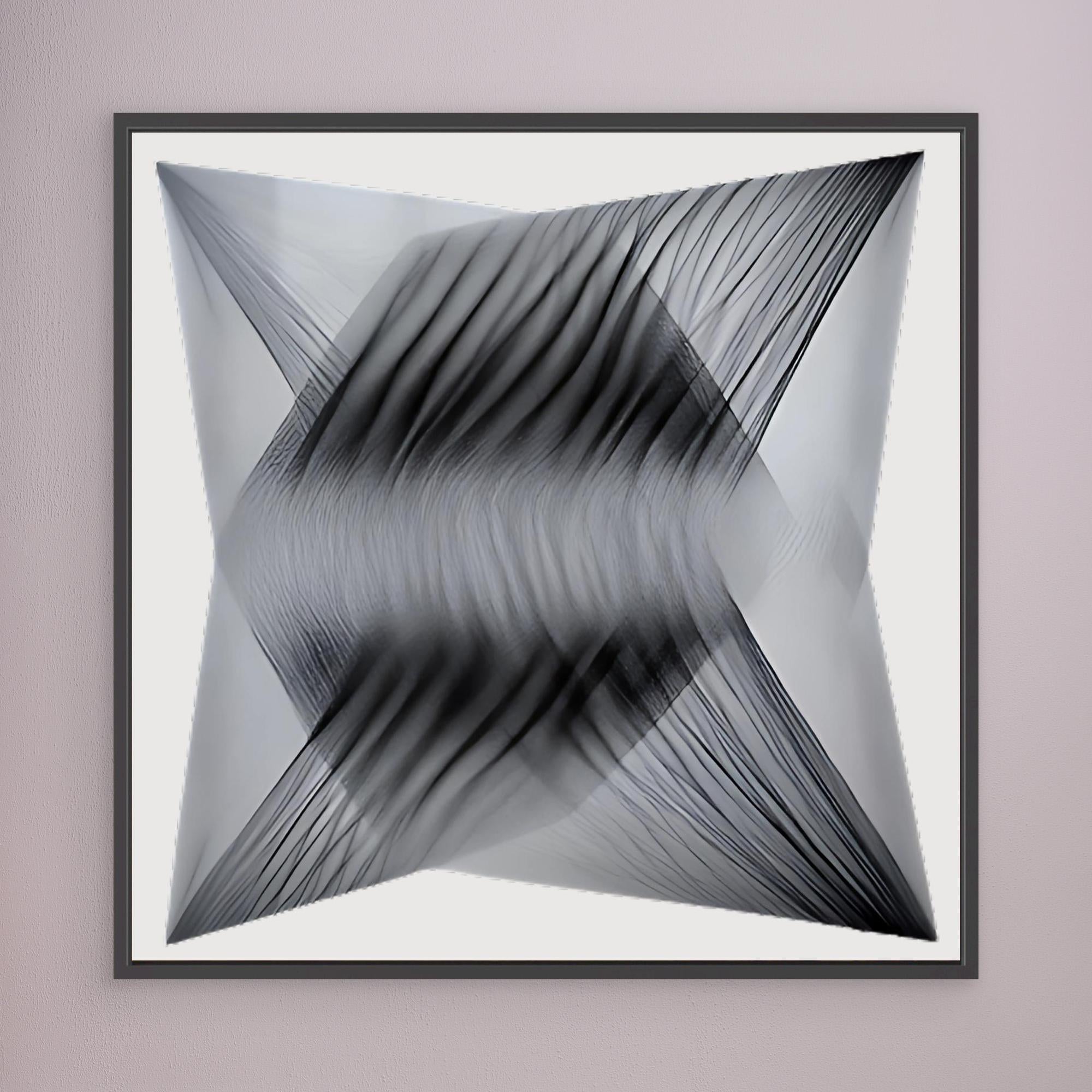 Canvas Print: "Dimensional Flow" - Abstract Monochrome Wall Art