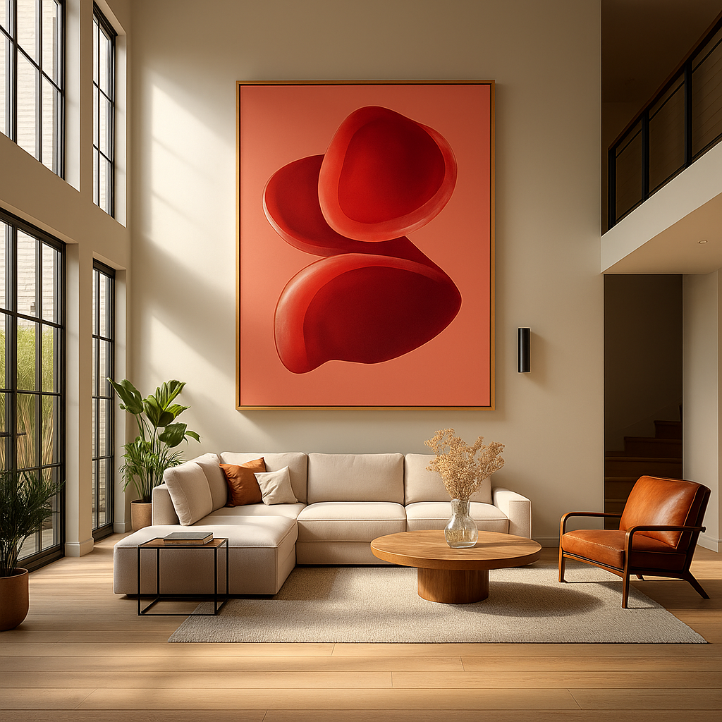 Canvas Print: "Crimson Petal Flow" - Abstract Floral Art - Chiara Rossetti