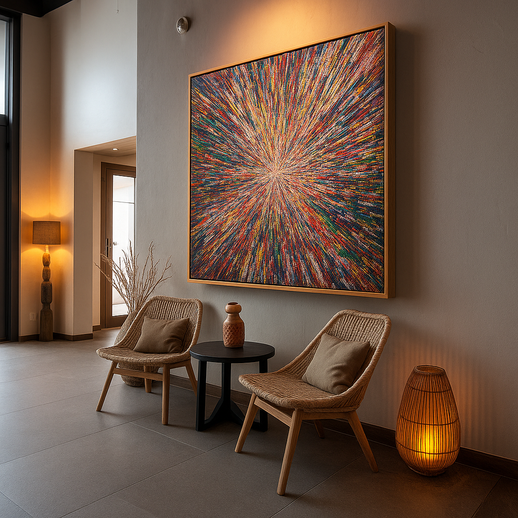 Canvas Print: "Galactic Energy Burst" - Abstract Explosion Wall Art - Chiara Rossetti