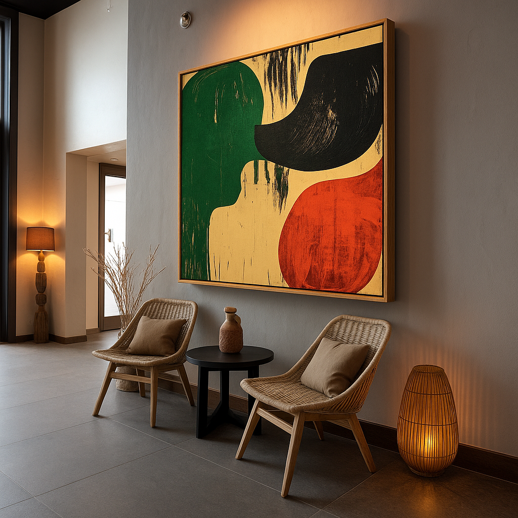 Canvas Print : Abstract Harmony – Green, Black, and Red Canvas Art - Chiara Rossetti