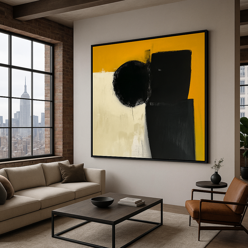 Canvas Print : "Golden Eclipse"- Minimalist Abstract Wall Art Print