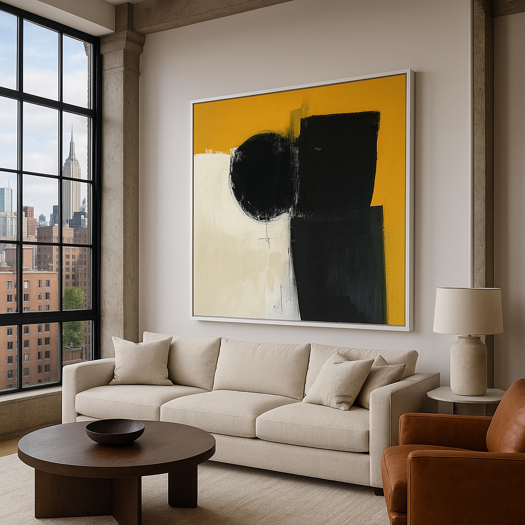 Canvas Print : "Golden Eclipse"- Minimalist Abstract Wall Art Print