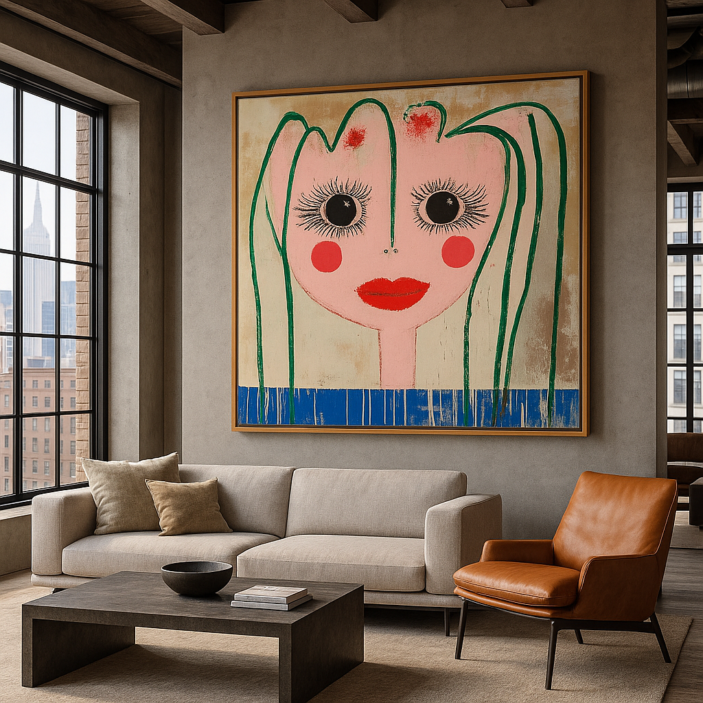 Canvas Print : "Blush of Whimsy"- Whimsical Abstract Portrait Wall Art - Chiara Rossetti