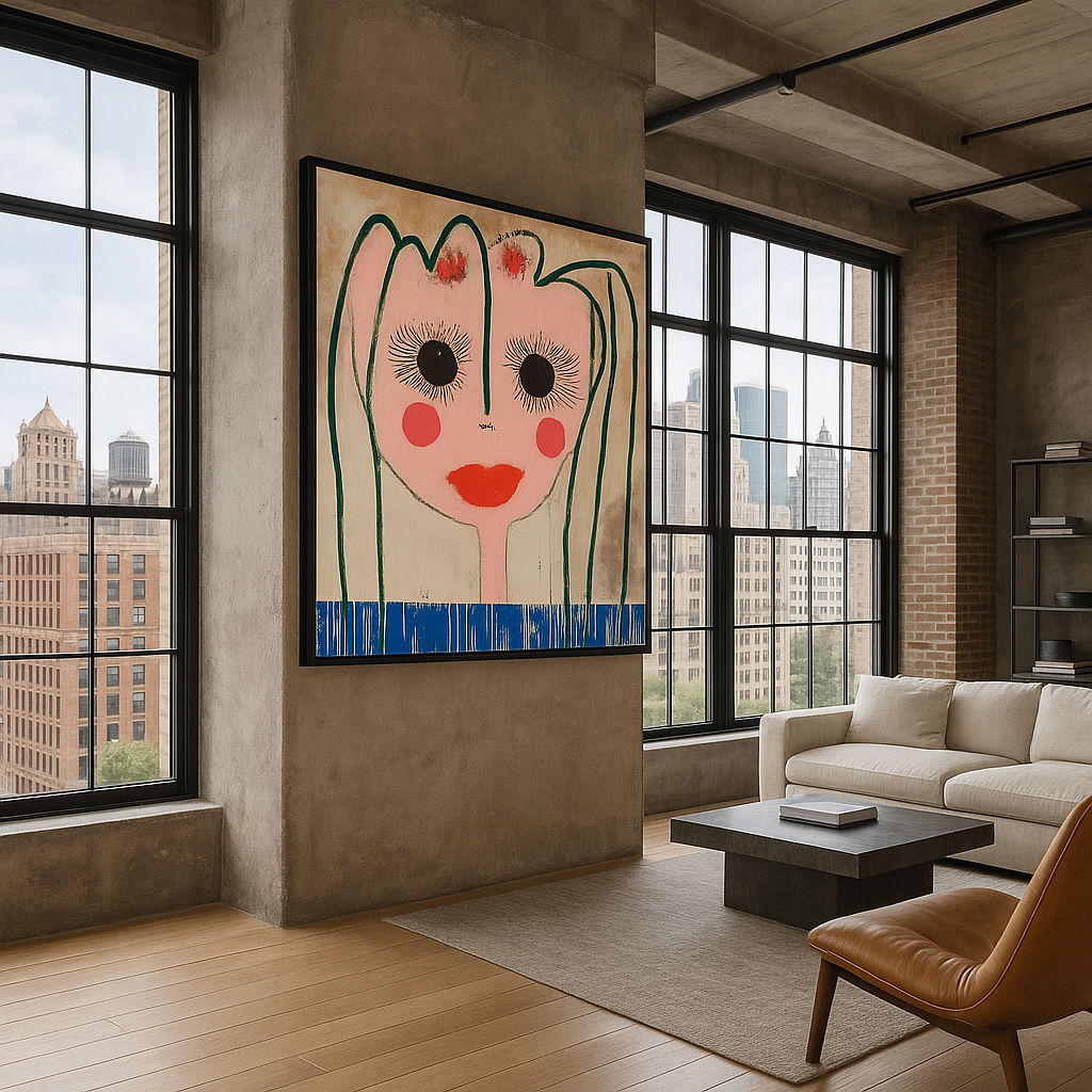 Canvas Print : "Blush of Whimsy"- Whimsical Abstract Portrait Wall Art - Chiara Rossetti
