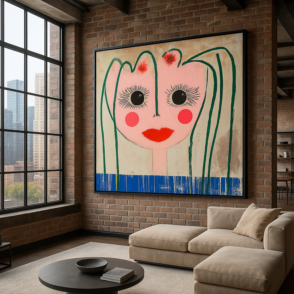 Canvas Print : "Blush of Whimsy"- Whimsical Abstract Portrait Wall Art - Chiara Rossetti