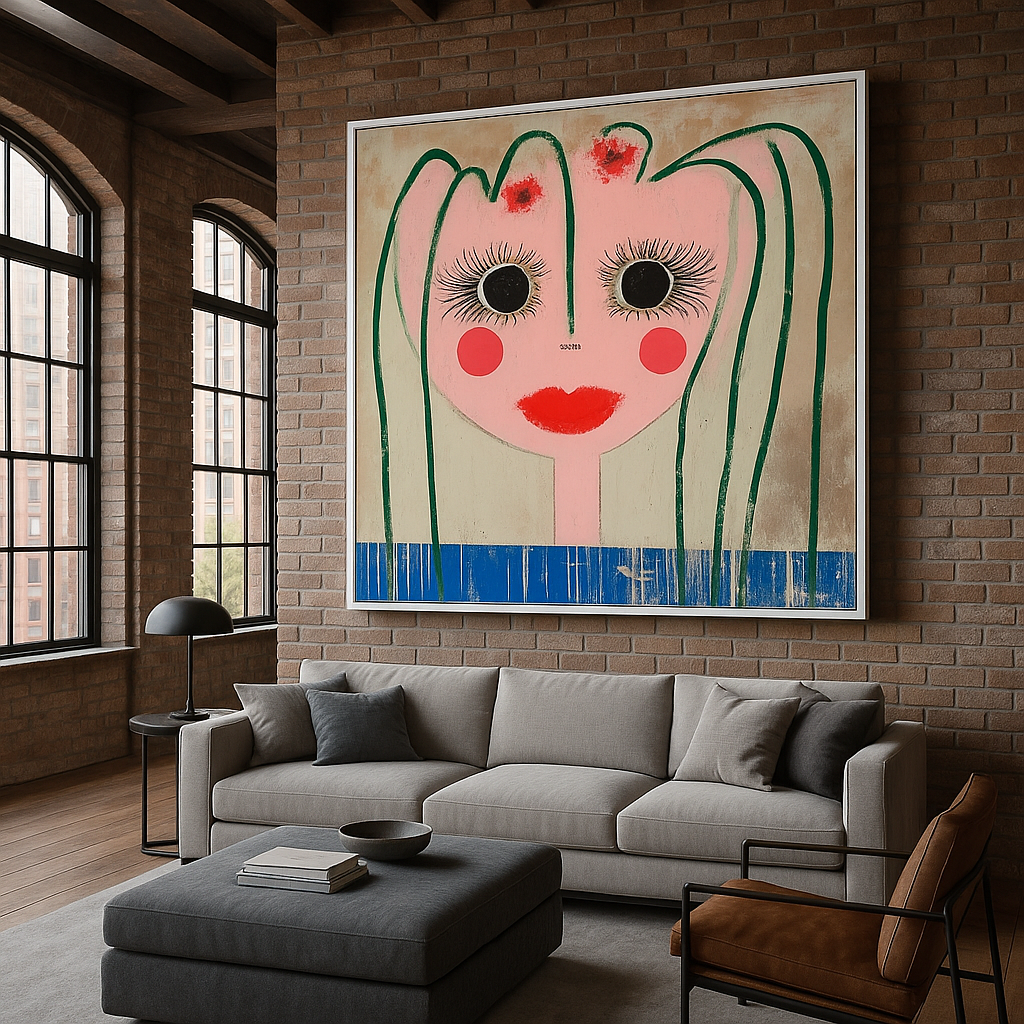 Canvas Print : "Blush of Whimsy"- Whimsical Abstract Portrait Wall Art - Chiara Rossetti