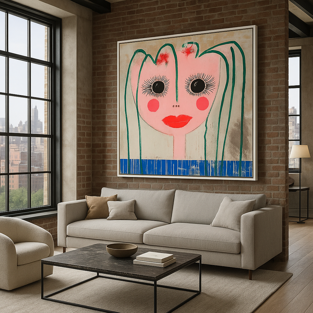 Canvas Print : "Blush of Whimsy"- Whimsical Abstract Portrait Wall Art - Chiara Rossetti