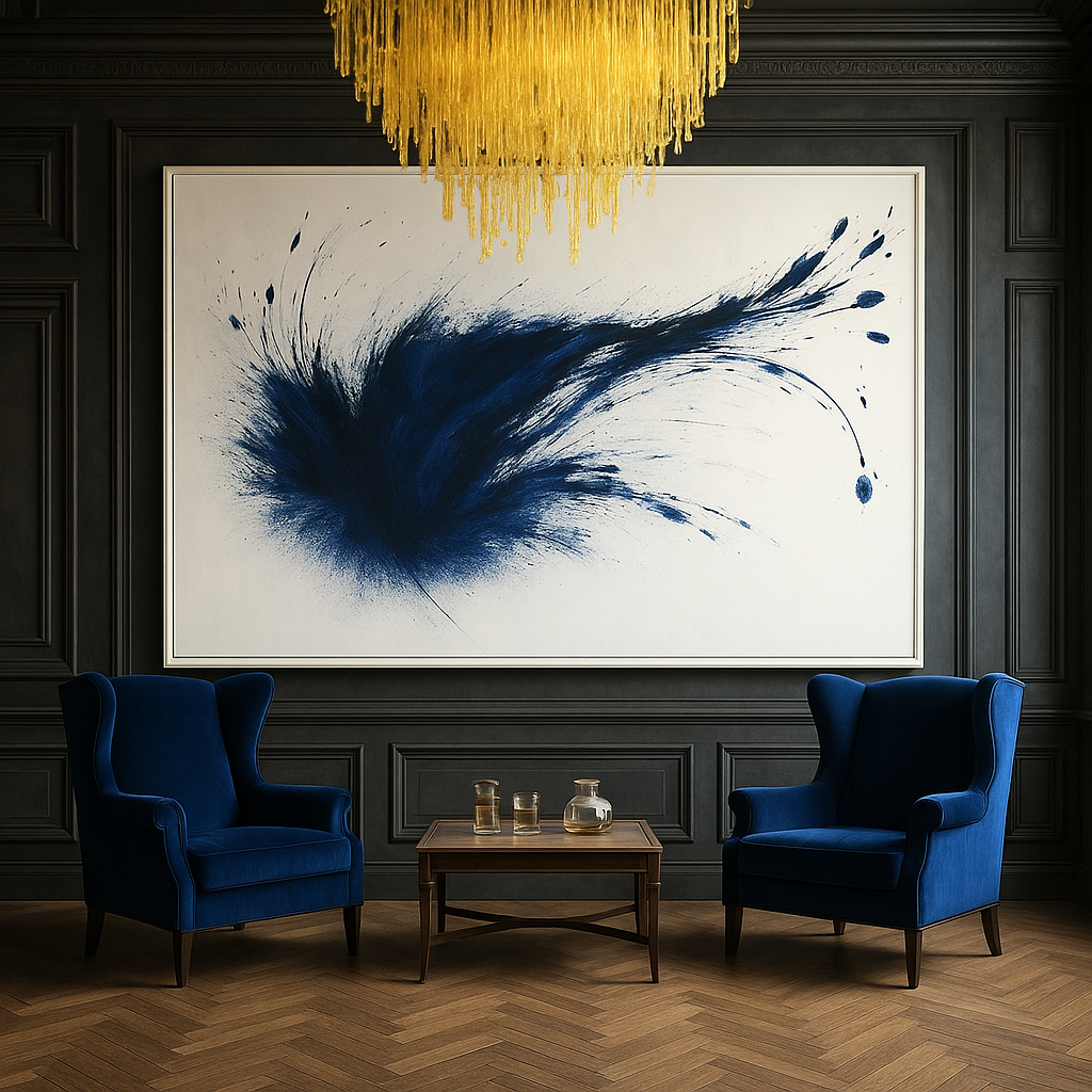 Canvas Print: Navy Ink Splash - Modern Abstract Wall Art - Chiara Rossetti