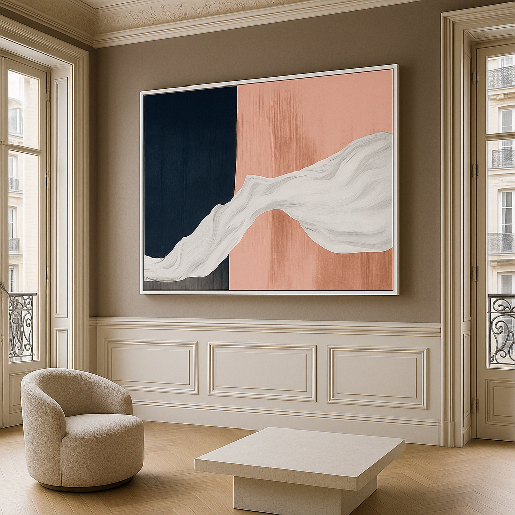 Canvas Print: "Flowing Contrast Harmony" - Modern Abstract Minimalist Wall Art - Chiara Rossetti