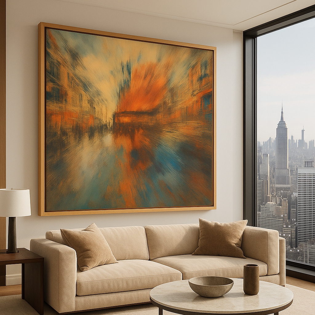 Canvas Print : Abstract Urban Motion Canvas Art - Vibrant Cityscape Blur - Chiara Rossetti