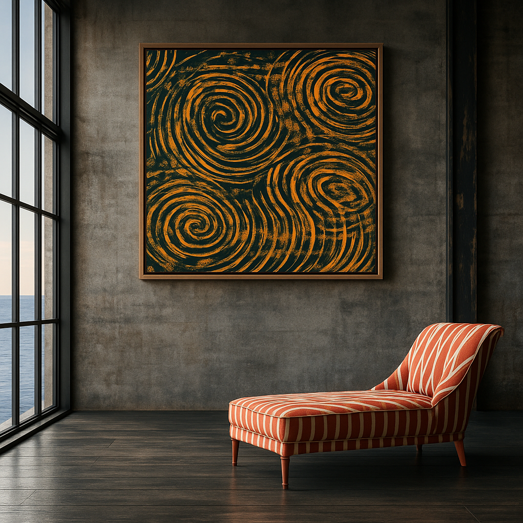 Canvas Print : Swirling Ember - Abstract Spiral Wall Art Canvas - Chiara Rossetti