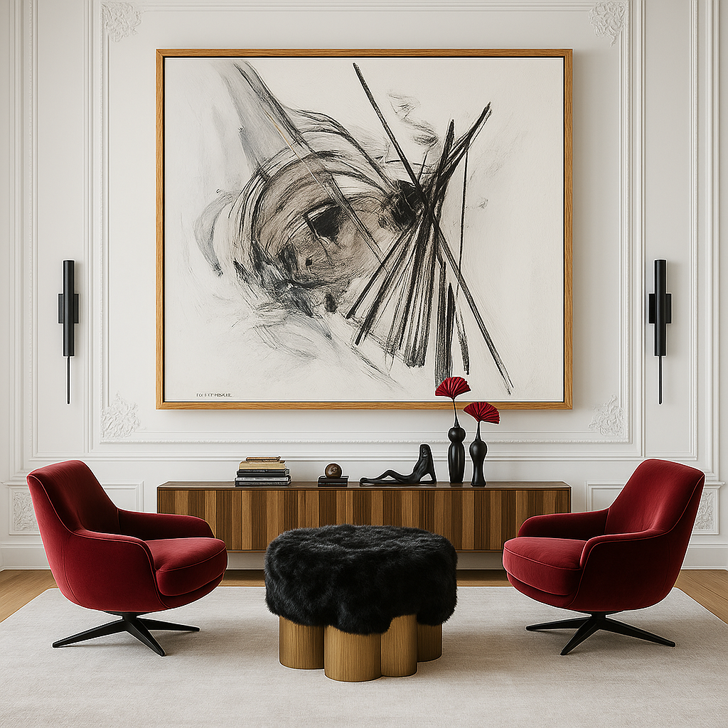 Canvas Print: Fractured Rhythm – Abstract Charcoal Motion Art