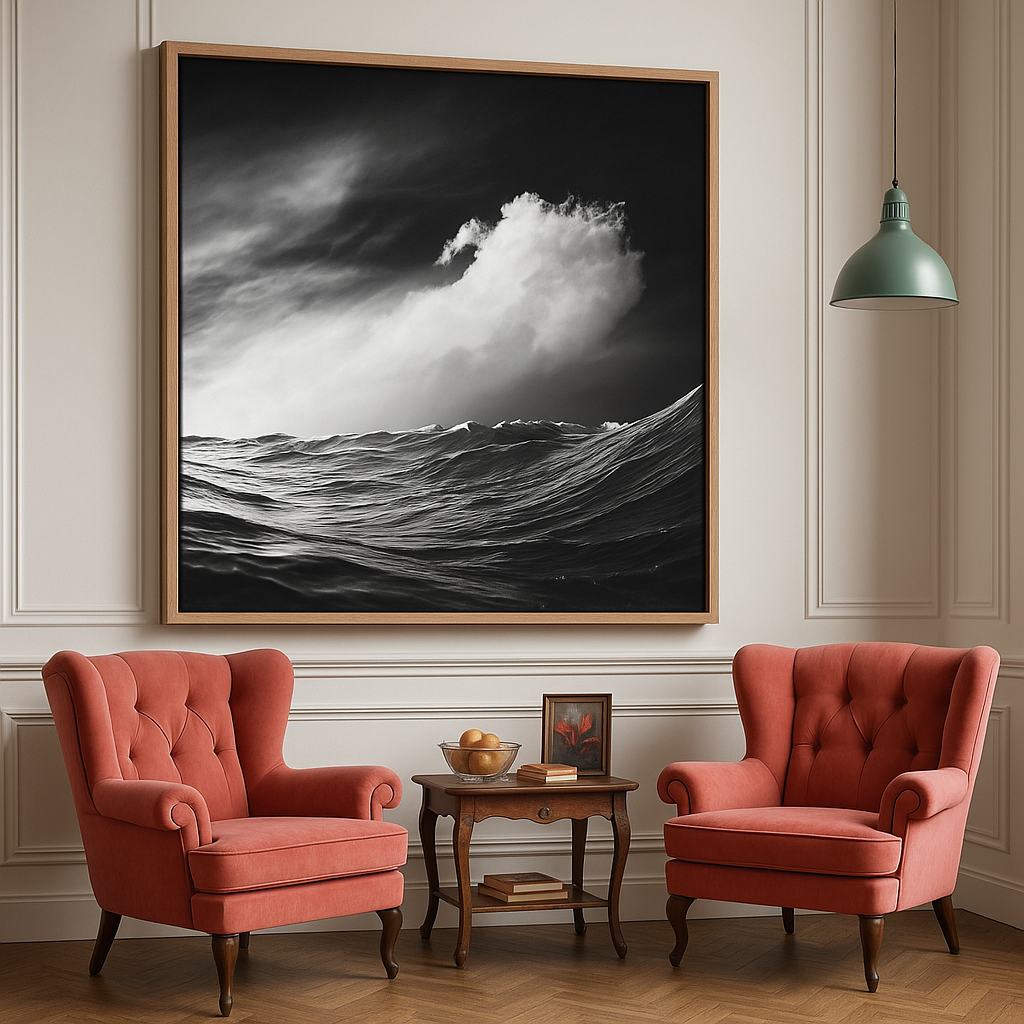 Black and White Ocean Canvas Print