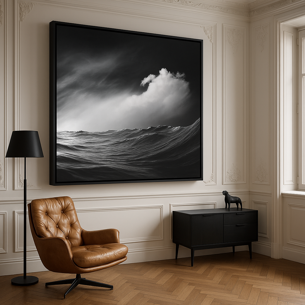 Black and White Ocean Canvas Print