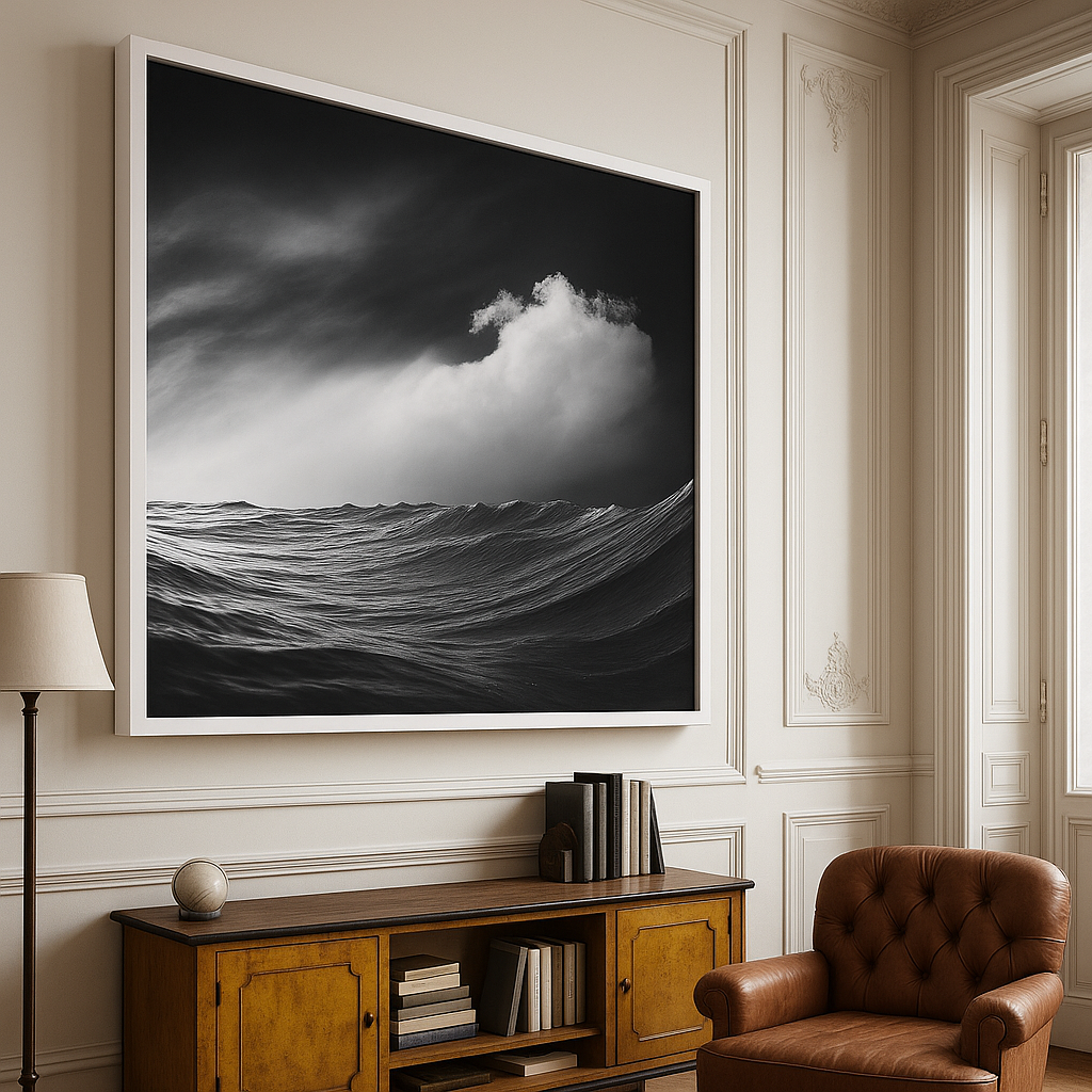 Black and White Ocean Canvas Print