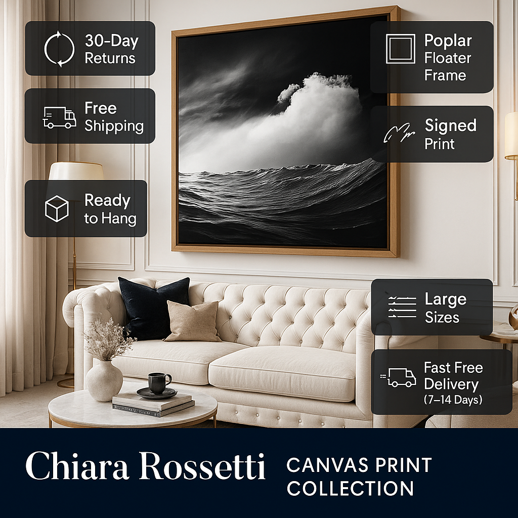 Black and White Ocean Canvas Print
