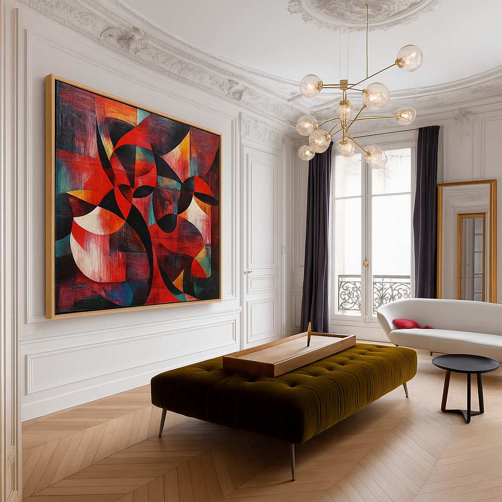 Canvas Print : Rhythms in Red | Abstract Geometric Wall Art | Modern Canvas