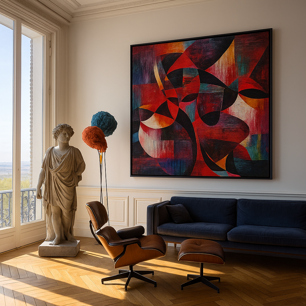 Canvas Print : Rhythms in Red | Abstract Geometric Wall Art | Modern Canvas