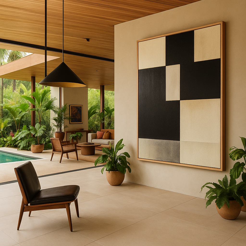 black and beige wall art