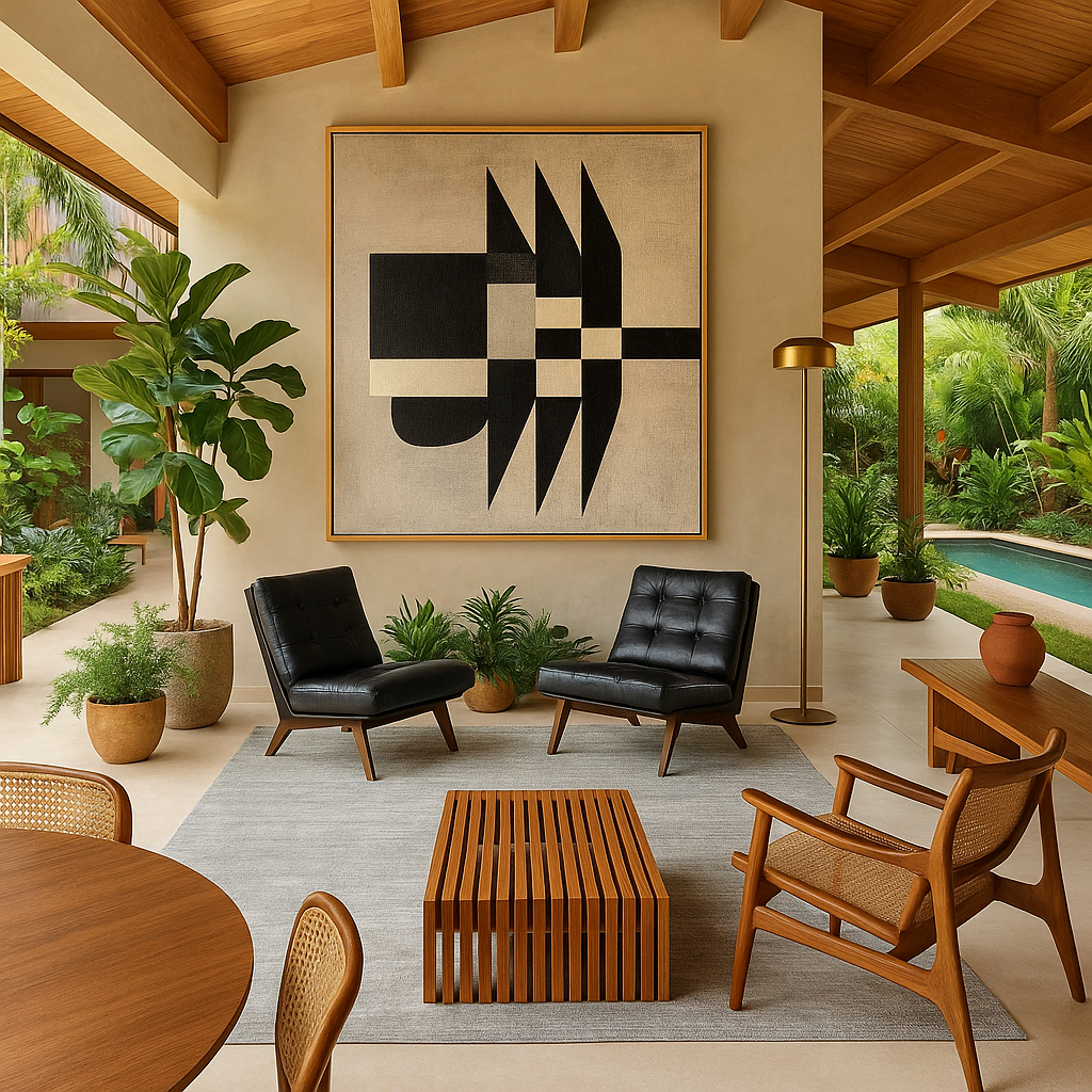 Black & Beige Abstract Modern Geometric Canvas Art
