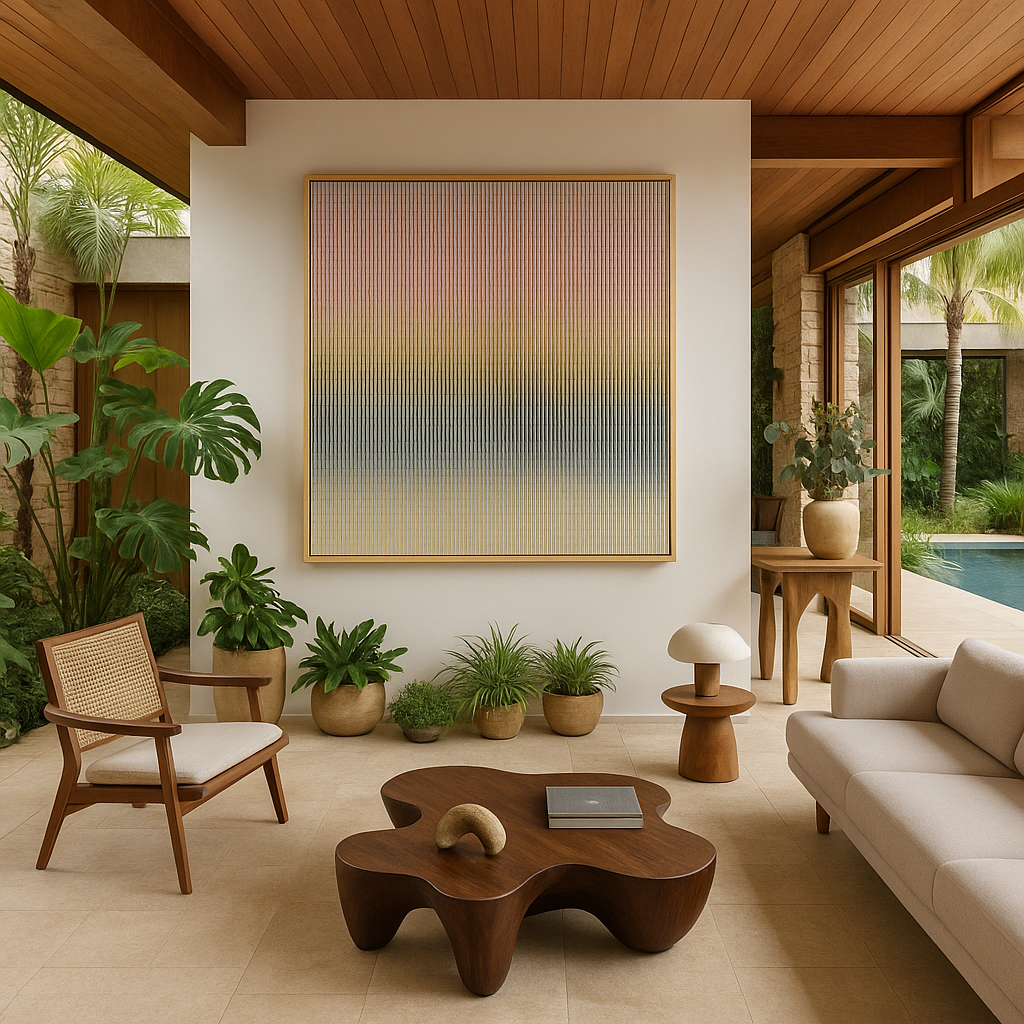 Canvas Print : Desert Fade Vibes – Gradient Stripe Canvas Wall Art